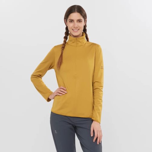 Dámské Bundy Salomon Essential Lightwarm Half Zip Zlaté | CZ 64IAWEY